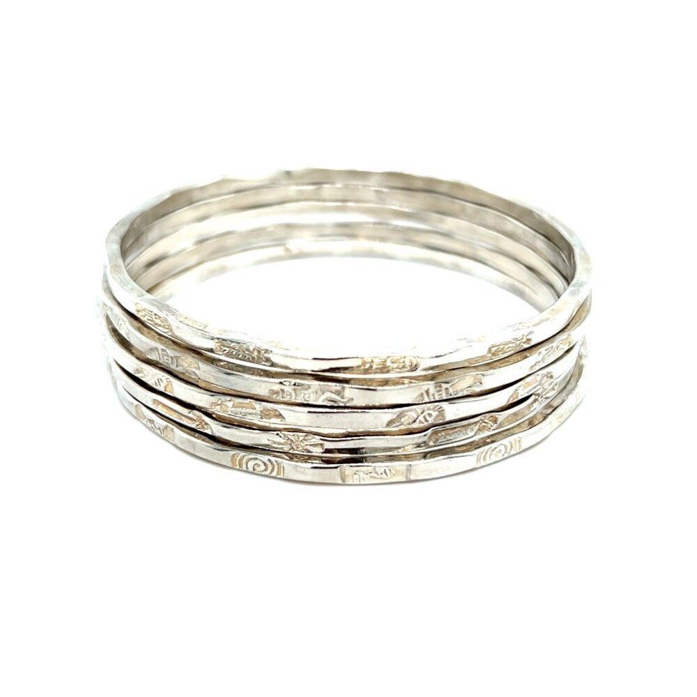 Silver 925 5-Stack Bangles - image 1
